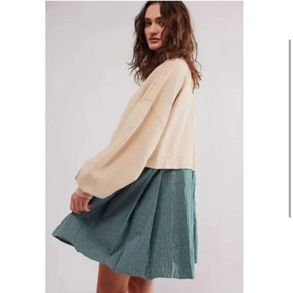 Free People Eleanor Striped Sweatshirt Minidress XS OVERSIZED - Picture 2 of 6